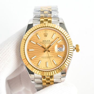 Clean Factory Rolex Datejust 3135 Gold Face Watch 41mm